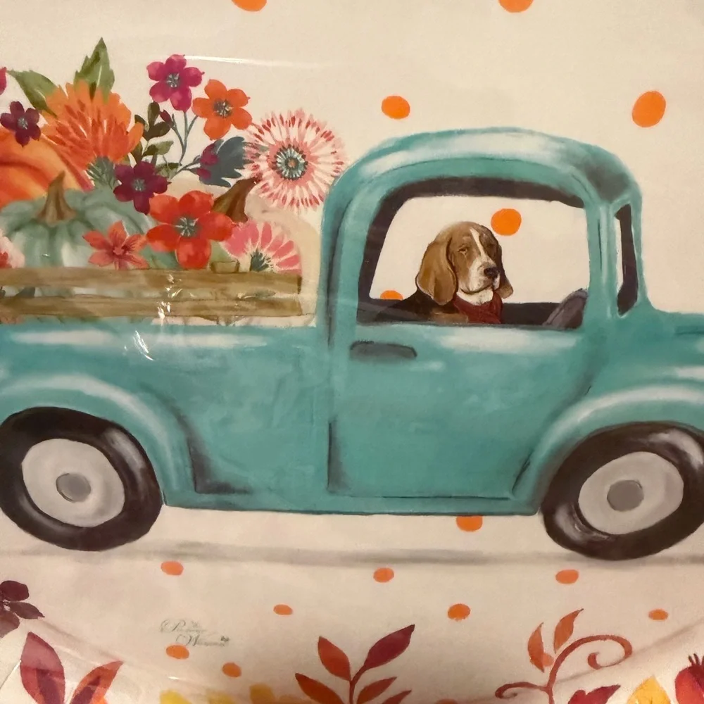 Festive Pumpkin and Dog Truck Plates by Pioneer Woman. 11.5 - 10.5 - 8 inches